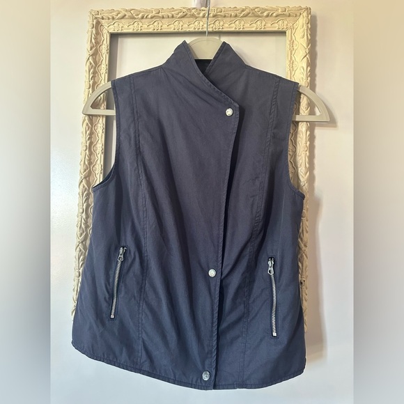 BANANA REPUBLIC | Women's Sleeveless Navy Biker Vest Jacket - Picture 1 of 12